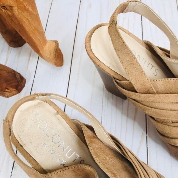 Coconuts by Matisse Mona Faux Suede Strappy Slingback Block Heels Size 9 - Picture 3 of 7